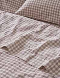 Piglet In Bed Linen Rich Gingham Flat Sheet Pink Mix
