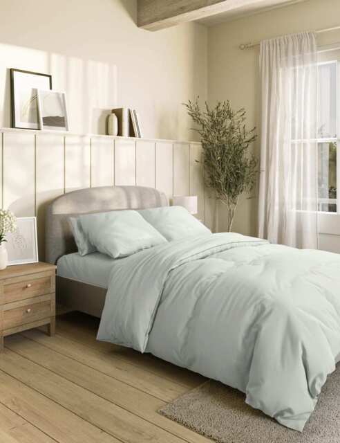M&S Pure Cotton 180 Thread Count Duvet Cover Silver Grey