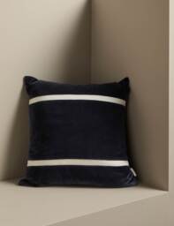 M&S X Kelly Hoppen Pure Cotton Double Stripe Cushion Navy Mix