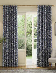 Joules Festival Pheasants Pure Cotton Eyelet Blackout Curtains Navy Mix