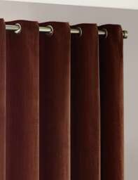 YARD Chenille Velvet Eyelet Curtains Brown