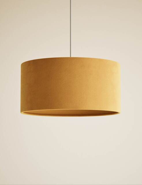 M&S Velvet Oversized Ceiling Lamp Shade Ochre