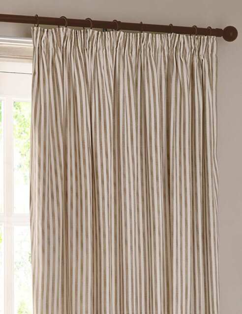 YARD Hebden Pure Cotton Striped Curtains Natural Mix