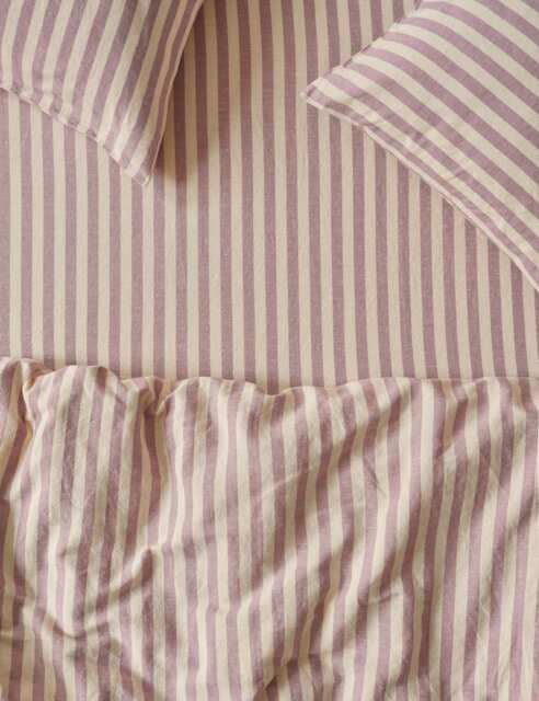 Piglet In Bed Linen Rich Pembroke Stripe Fitted Sheet Purple Mix