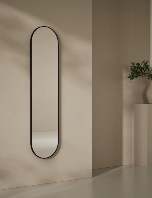 M&S Milan Pill Shape Wall Mirror Black