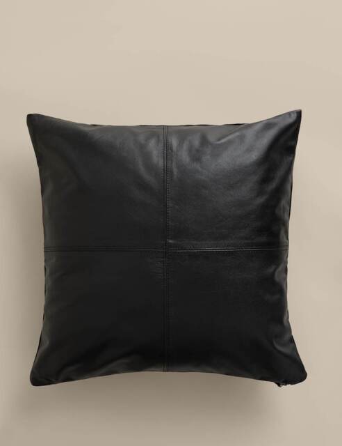 M&S Leather Panel Cushion Black