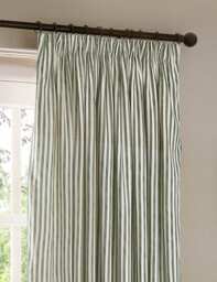 YARD Hebden Pure Cotton Striped Curtains Dark Green Mix