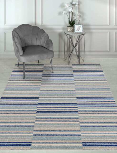 Asiatic Muse Stripe Rug Blue