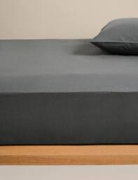 M&S Body Sensor™ Pure Cotton Fitted Sheet Charcoal