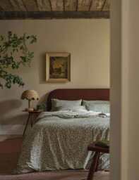 Piglet In Bed Pure Cotton Leaf Print Duvet Cover Green Mix