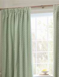 Sanderson Hutton Jacquard Pencil Pleat Curtains Green Mix