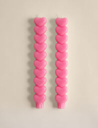 M&S 2 Pack Heart Dinner Candles Pink