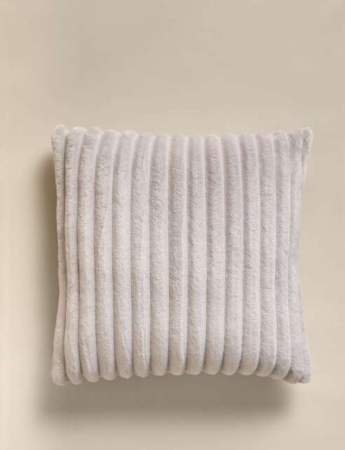 M&S Ribbed Fleece Cushion Dove