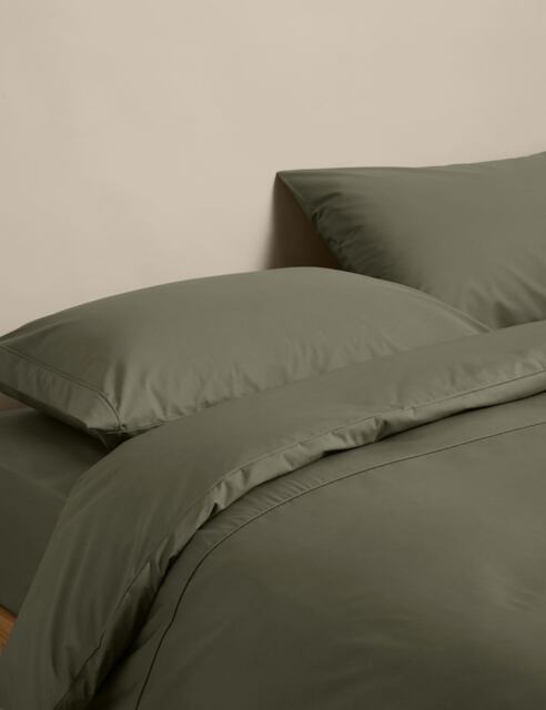 M&S Egyptian Cotton 230 Thread Count Crisp Bedding Set Khaki