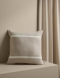 M&S X Kelly Hoppen Pure Cotton Double Stripe Cushion Taupe Mix