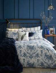 Laura Ashley Pure Cotton Sateen Tuleries Bedding Set Dark Navy Mix