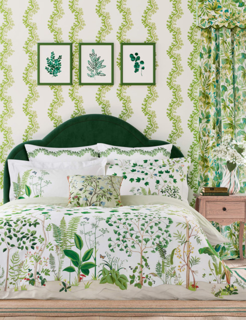 Sanderson Pure Cotton Sateen Sycamore & Oak Bedding Set Green