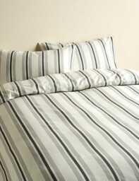 M&S Pure Cotton Striped Bedding Set Charcoal