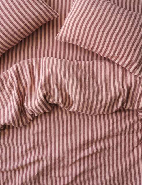 Piglet In Bed Pure Linen Pembroke Stripe Duvet Cover Red Mix