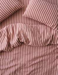 Piglet In Bed Pure Linen Pembroke Stripe Duvet Cover Red Mix