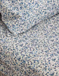 Piglet In Bed Washed Cotton Mini Meadow Fitted Sheet Blue Mix