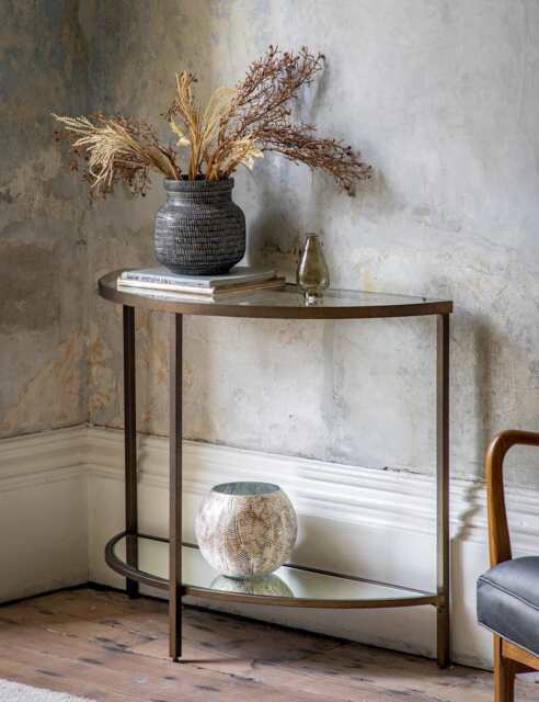 Gallery Direct Hudson Metal & Glass Console Table Brown Mix