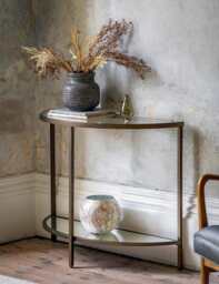Gallery Direct Hudson Metal & Glass Console Table Brown Mix