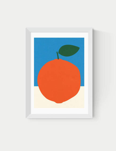 East End Prints Orange (Blue & Orange) Framed Art White