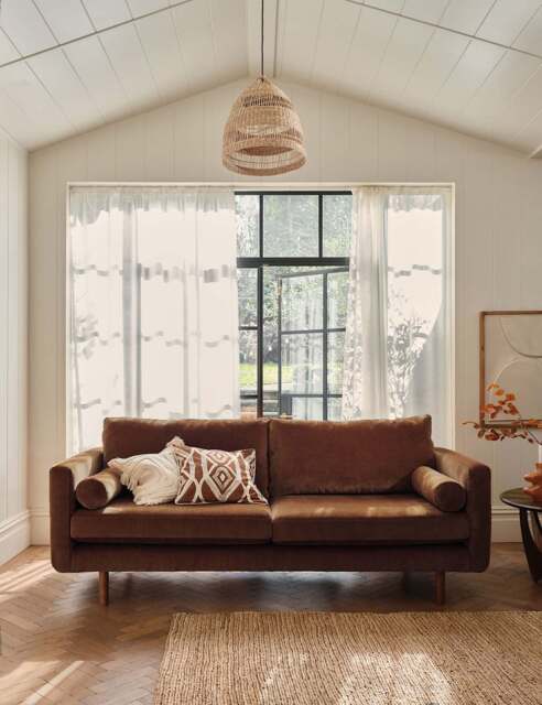BARKER AND STONEHOUSE Moore Chenille Large 3 Seater Sofa Brown