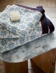 Bedeck of Belfast Pure Cotton Emmeline Checked Towel Blue Mix