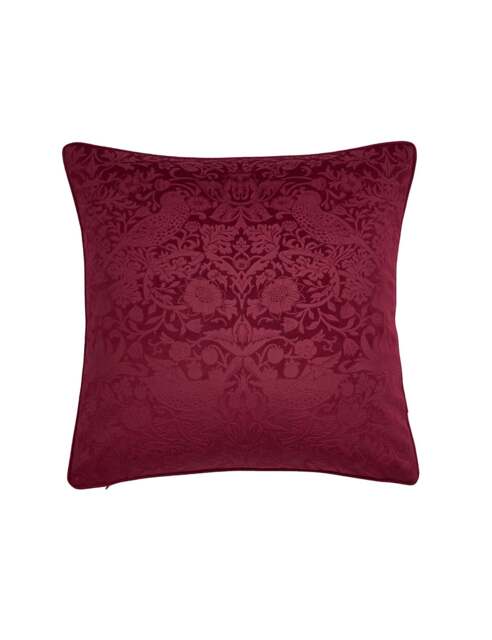 William Morris At Home Velvet Strawberry Thief Cushion Berry