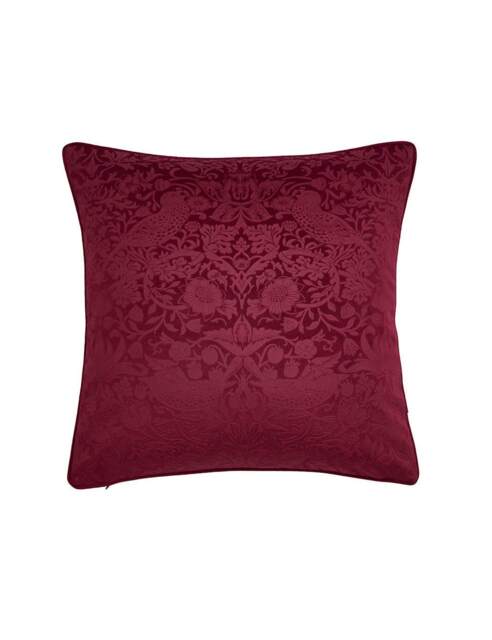 William Morris At Home Velvet Strawberry Thief Cushion Berry
