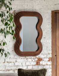 Gallery Direct Hasker Wooden Medium Wavy Wall Mirror Brown