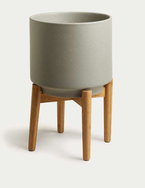 M&S Large Ceramic Planter with Stand Grey