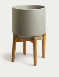 M&S Large Ceramic Planter with Stand Grey