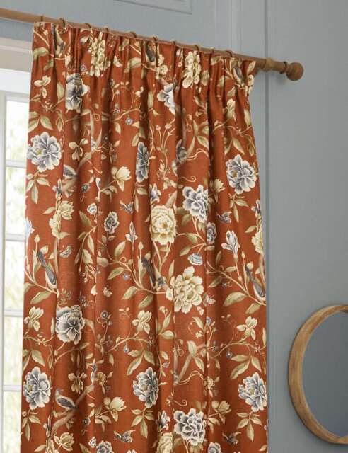 Sanderson Porcelain Garden Chenille Curtains Brown Mix