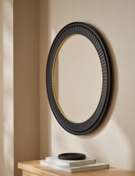 M&S Classic Carved Round Mirror Black
