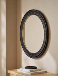 M&S Classic Carved Round Mirror Black