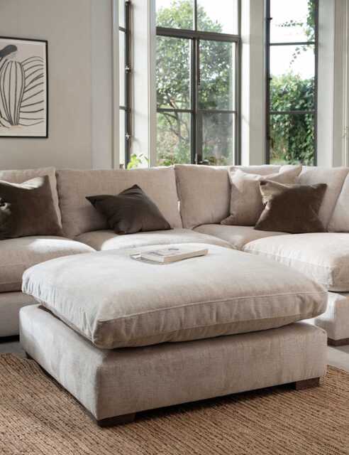 BARKER AND STONEHOUSE Palmer Textured Chenille Footstool Neutral