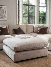 BARKER AND STONEHOUSE Palmer Textured Chenille Footstool Neutral