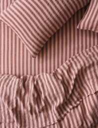 Piglet In Bed Linen Rich Pembroke Stripe Fitted Sheet Pink Mix