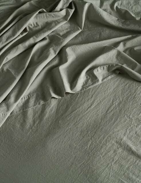 Bedfolk Washed Cotton 300 Thread Count Flat Sheet Khaki