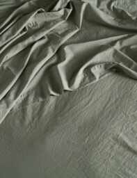 Bedfolk Washed Cotton 300 Thread Count Flat Sheet Khaki