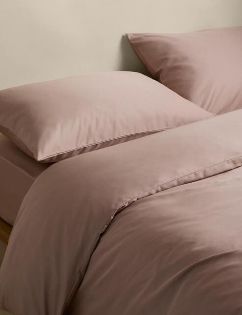 M&S Egyptian Cotton 400 Thread Count Silky Bedding Set Blush Pink
