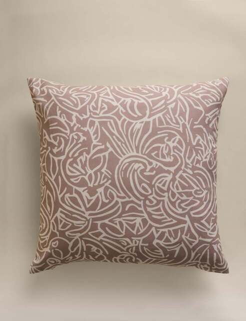 M&S Pure Cotton Abstract Swirl Cushion Cover Natural Mix