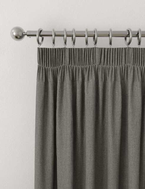 M&S Brushed Pencil Pleat Blackout Thermal Curtains Charcoal Mix