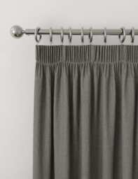 M&S Brushed Pencil Pleat Blackout Thermal Curtains Charcoal Mix