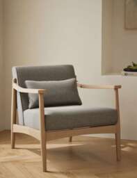 Gallery Direct Sherwood Light Oak Chenille Accent Chair Grey