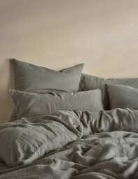 Bedfolk Pure Linen Relaxed Duvet Cover Khaki