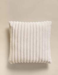 M&S Ribbed Fleece Cushion Ivory